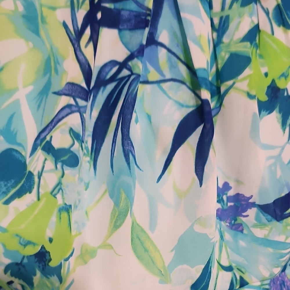Floral Sleeveless Dress - Blue and Green - Picture 3 of 12